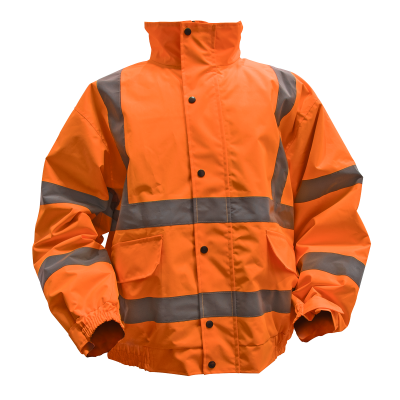 Worksafe Hi-Vis Orange Jacket with Quilted Lining, Elasticated Waist & Cuffs - Large