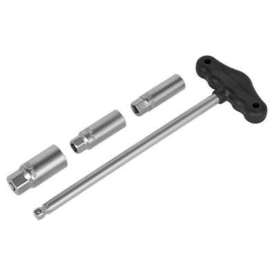 T-Bar & Rubber Insert Spark Plug Socket Set 3/8"Sq Drive 4pc T-Bar & Rubber Insert Spark Plug Socket Set 3/8"Sq Drive 4pc