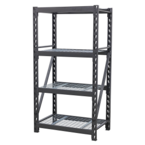 Heavy-Duty Racking Unit with 4 Mesh Shelves 640kg Capacity Per Level