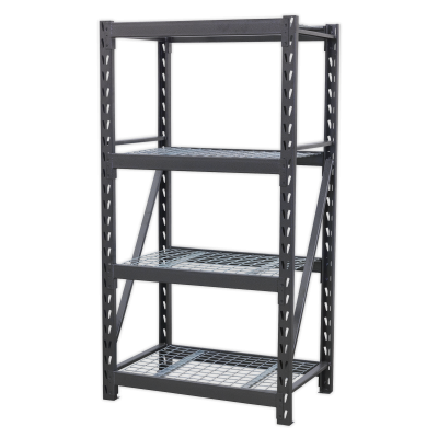 Heavy-Duty Racking Unit with 4 Mesh Shelves 640kg Capacity Per Level