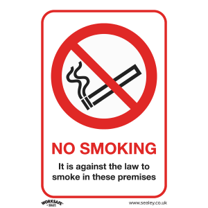 Worksafe No Smoking On Premises Safety Sign - Rigid Plastic Worksafe No Smoking On Premises Safety Sign - Rigid Plastic