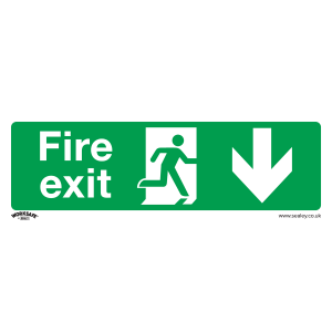 Worksafe Fire Exit (Down) Safety Sign, Rigid Plastic - Pack of 10 Worksafe Fire Exit (Down) Safety Sign, Rigid Plastic - Pack of 10