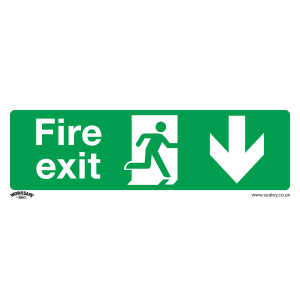 Worksafe Fire Exit (Down) Safety Sign - Rigid Plastic Worksafe Fire Exit (Down) Safety Sign - Rigid Plastic
