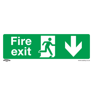 Worksafe Fire Exit (Down) Safety Sign, Self-Adhesive Vinyl - Pack of 10 Worksafe Fire Exit (Down) Safety Sign, Self-Adhesive Vinyl - Pack of 10