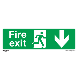 Worksafe Fire Exit (Down) Safety Sign - Self-Adhesive Vinyl Worksafe Fire Exit (Down) Safety Sign - Self-Adhesive Vinyl