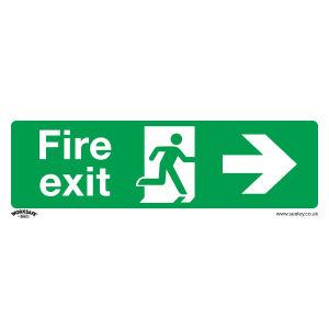 Worksafe Fire Exit (Right) Safety Sign - Self-Adhesive Vinyl Worksafe Fire Exit (Right) Safety Sign - Self-Adhesive Vinyl