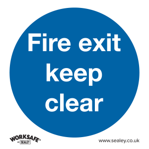 Worksafe Fire Exit Keep Clear Safety Sign, Self-Adhesive Vinyl - Pack of 10 Worksafe Fire Exit Keep Clear Safety Sign, Self-Adhesive Vinyl - Pack of 10