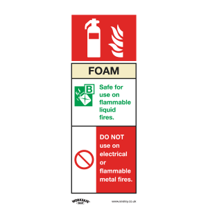 Worksafe Foam Fire Extinguisher Safety Sign - Rigid Plastic Worksafe Foam Fire Extinguisher Safety Sign - Rigid Plastic