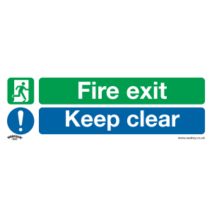 Worksafe Fire Exit Keep Clear (Large) Safety Sign - Self-Adhesive Vinyl Worksafe Fire Exit Keep Clear (Large) Safety Sign - Self-Adhesive Vinyl