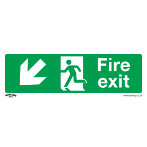 Worksafe Fire Exit (Down Left) Safety Sign, Rigid Plastic - Pack of 10 Worksafe Fire Exit (Down Left) Safety Sign, Rigid Plastic - Pack of 10