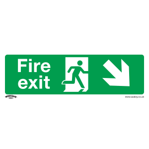 Worksafe Fire Exit (Down Right) Safety Sign, Rigid Plastic - Pack of 10 Worksafe Fire Exit (Down Right) Safety Sign, Rigid Plastic - Pack of 10