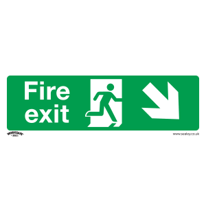 Worksafe Fire Exit (Down Right) Safety Sign - Self-Adhesive Vinyl Worksafe Fire Exit (Down Right) Safety Sign - Self-Adhesive Vinyl