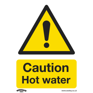 Worksafe Caution Hot Water Safety Sign, Rigid Plastic - Pack of 10 Worksafe Caution Hot Water Safety Sign, Rigid Plastic - Pack of 10