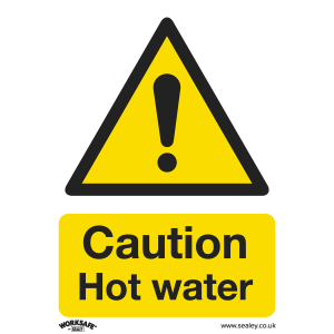 Worksafe Caution Hot Water Safety Sign- Rigid Plastic Worksafe Caution Hot Water Safety Sign- Rigid Plastic