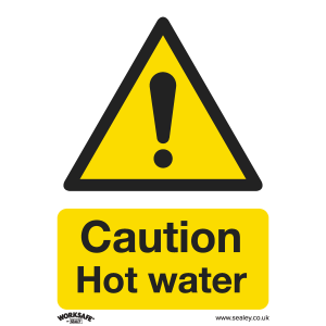 Worksafe Caution Hot Water Safety Sign - Self-Adhesive Vinyl Worksafe Caution Hot Water Safety Sign - Self-Adhesive Vinyl