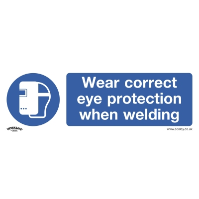 Worksafe Wear Eye Protection When Welding Safety Sign - Rigid Plastic Worksafe Wear Eye Protection When Welding Safety Sign - Rigid Plastic